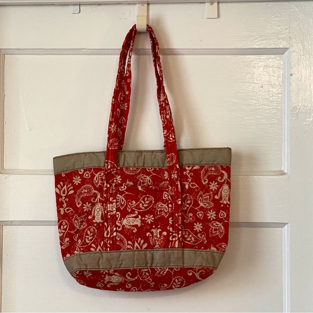 Quilted Red Tote Shoulder Bag NWT